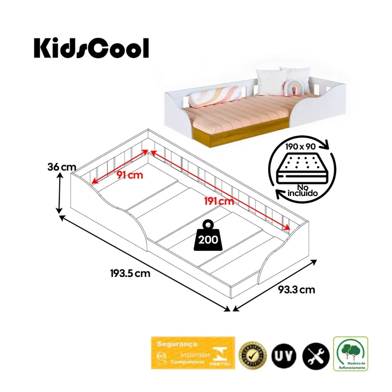 CAMA INFANTIL 1 PLAZA MONTESSORI MEMPHIS BLANCA - 7