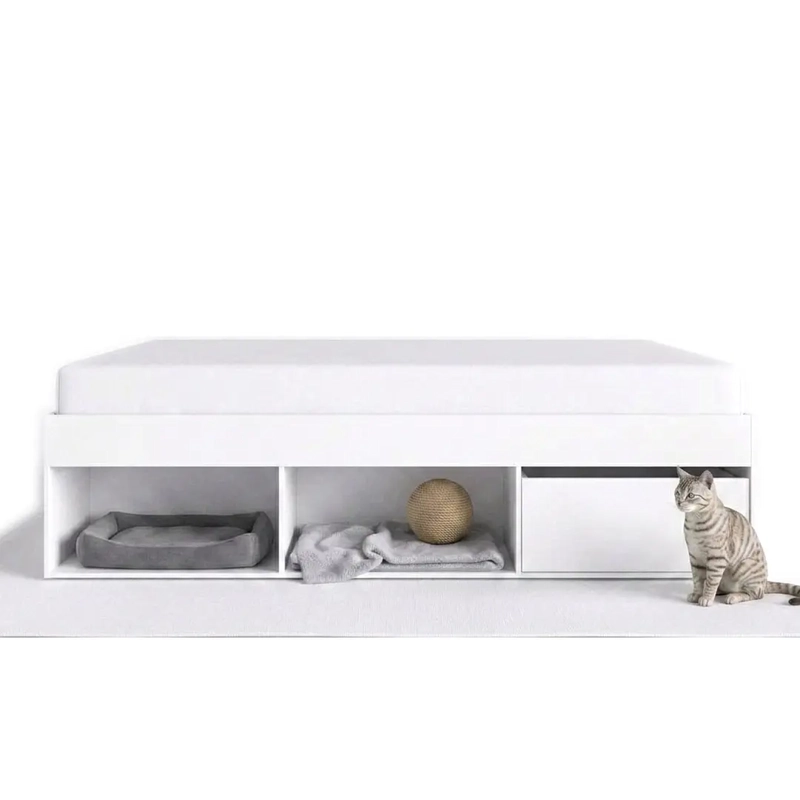 CAMA MULTIFUNCIONAL 2 PLAZAS PETS CON 2 CAJONES BLANCA - 2