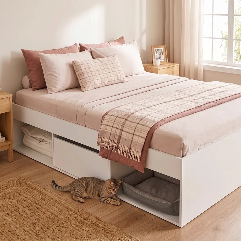 CAMA MULTIFUNCIONAL 2 PLAZAS PETS CON 2 CAJONES BLANCA - 3