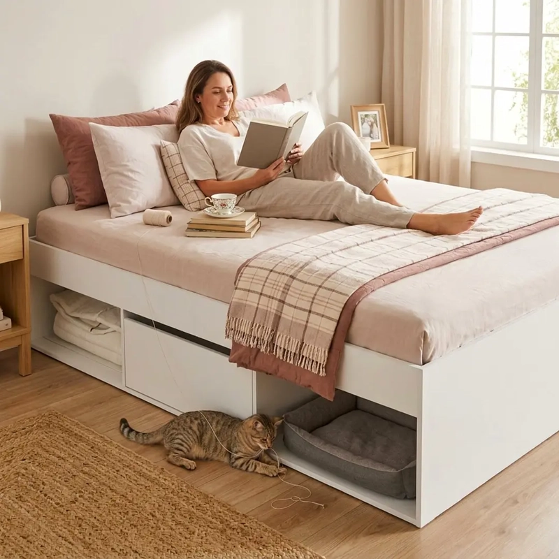 CAMA MULTIFUNCIONAL 2 PLAZAS PETS CON 2 CAJONES BLANCA - 6
