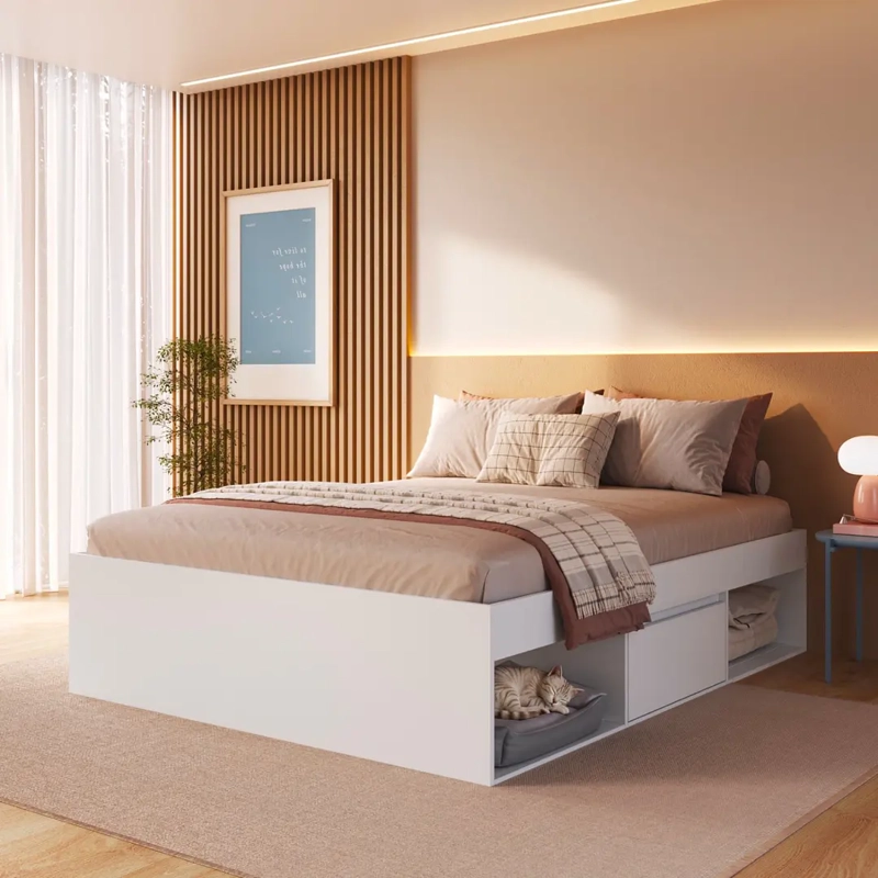 CAMA MULTIFUNCIONAL 2 PLAZAS PETS CON 2 CAJONES BLANCA - 8
