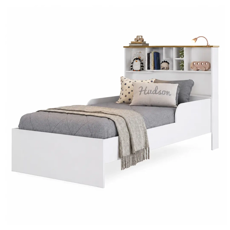 CAMA DE TRANSICION 1 PLAZA CON ESTANTE BLANCA - 1