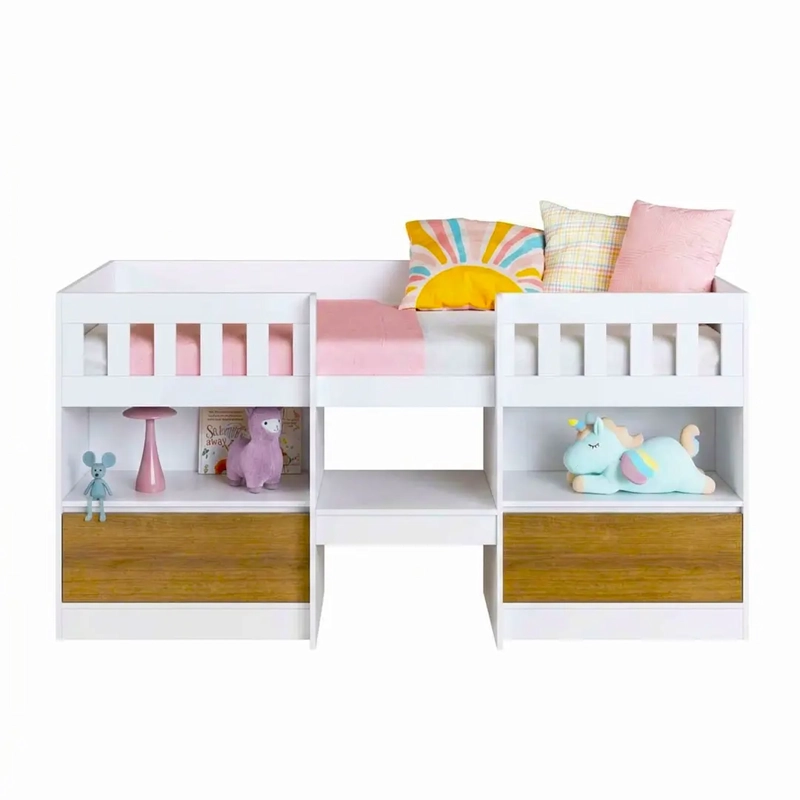 CAMA INFANTIL MULTIFUNCIONAL ALTA 1 PLAZA BLANCA MIEL - 2