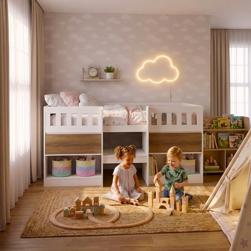 CAMA INFANTIL MULTIFUNCIONAL ALTA 1 PLAZA BLANCA MIEL - 4