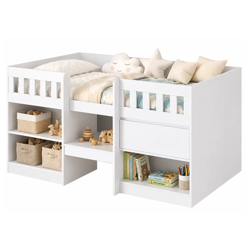 CAMA INFANTIL MULTIFUNCIONAL ALTA 1 PLAZA BLANCA - 1