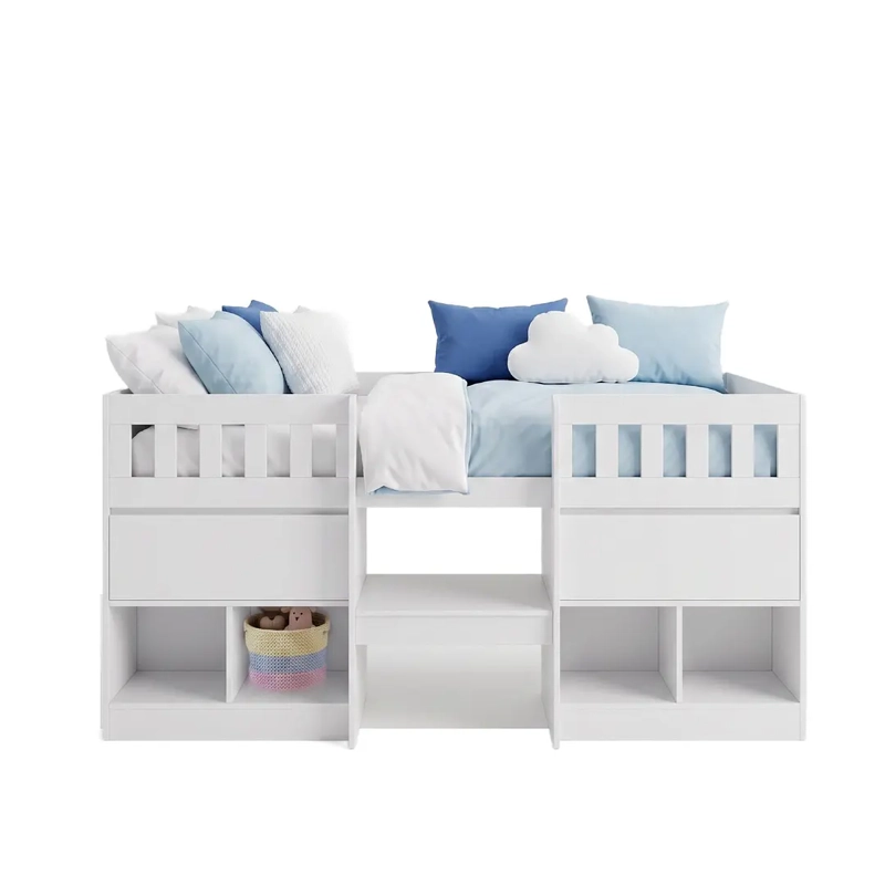 CAMA INFANTIL MULTIFUNCIONAL ALTA 1 PLAZA BLANCA - 3