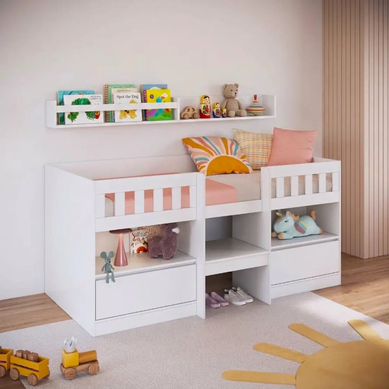 CAMA INFANTIL MULTIFUNCIONAL ALTA 1 PLAZA BLANCA - 7