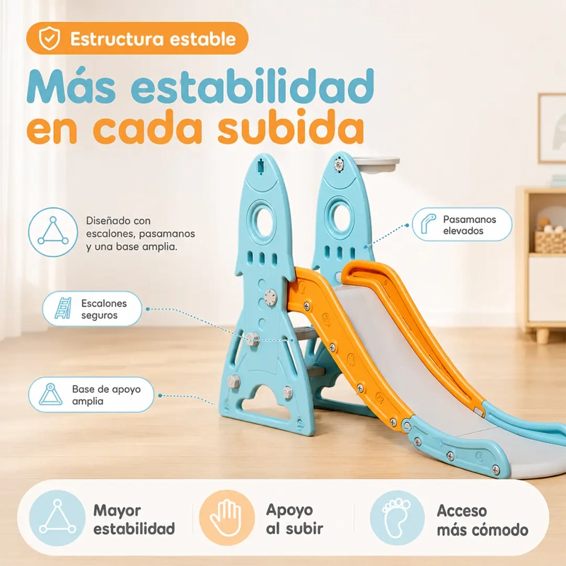 RESBALIN INFANTIL CON ARO DE BASQUETBOL AZUL - 5