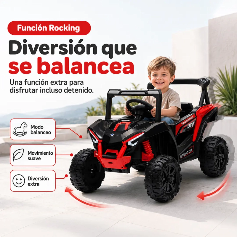 AUTO A BATERIA BUGGY NEGRO 4X2 12V CONTROL REMOTO Y BALANCEO - 4
