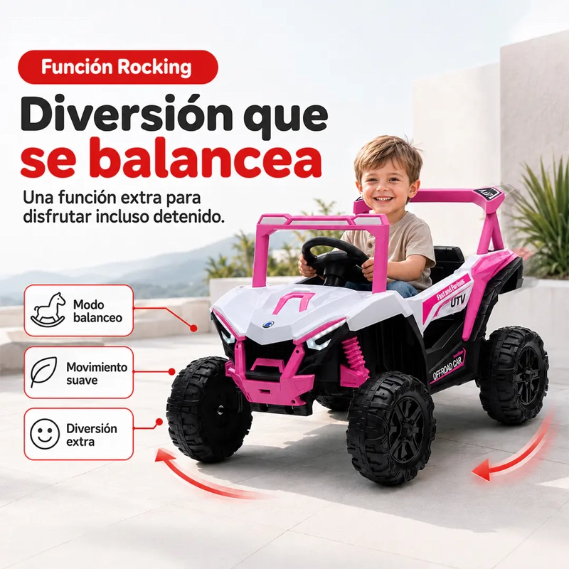 AUTO A BATERIA BUGGY ROSADO 4X2 12V CONTROL REMOTO Y BALANCEO - 3