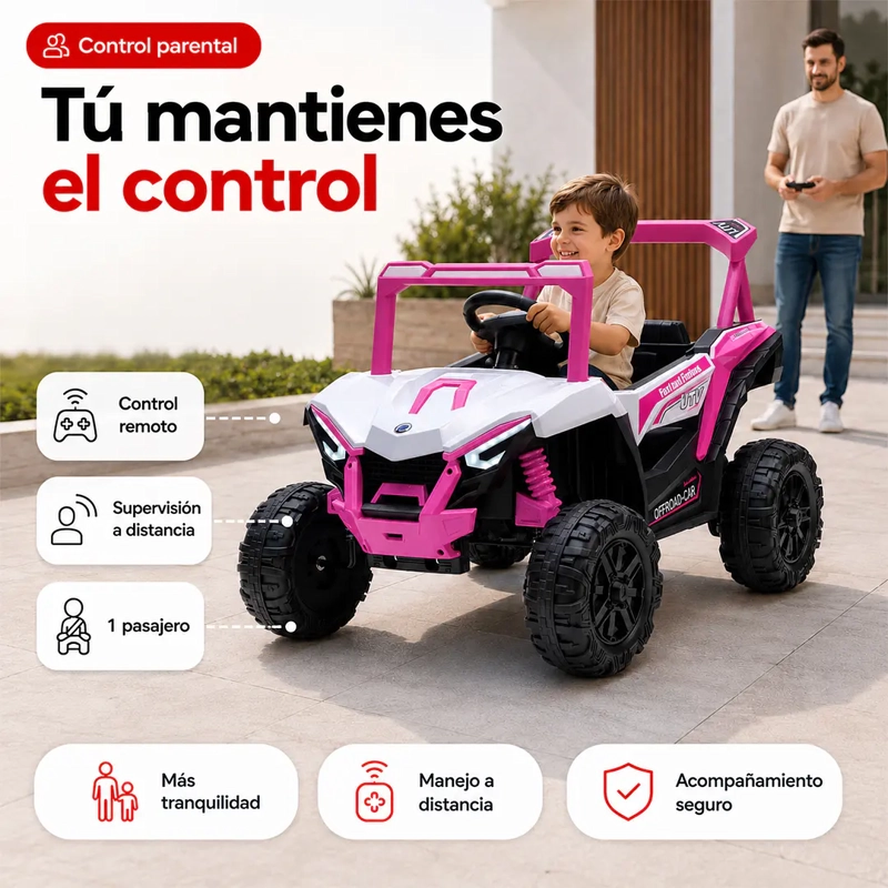 AUTO A BATERIA BUGGY ROSADO 4X2 12V CONTROL REMOTO Y BALANCEO - 5