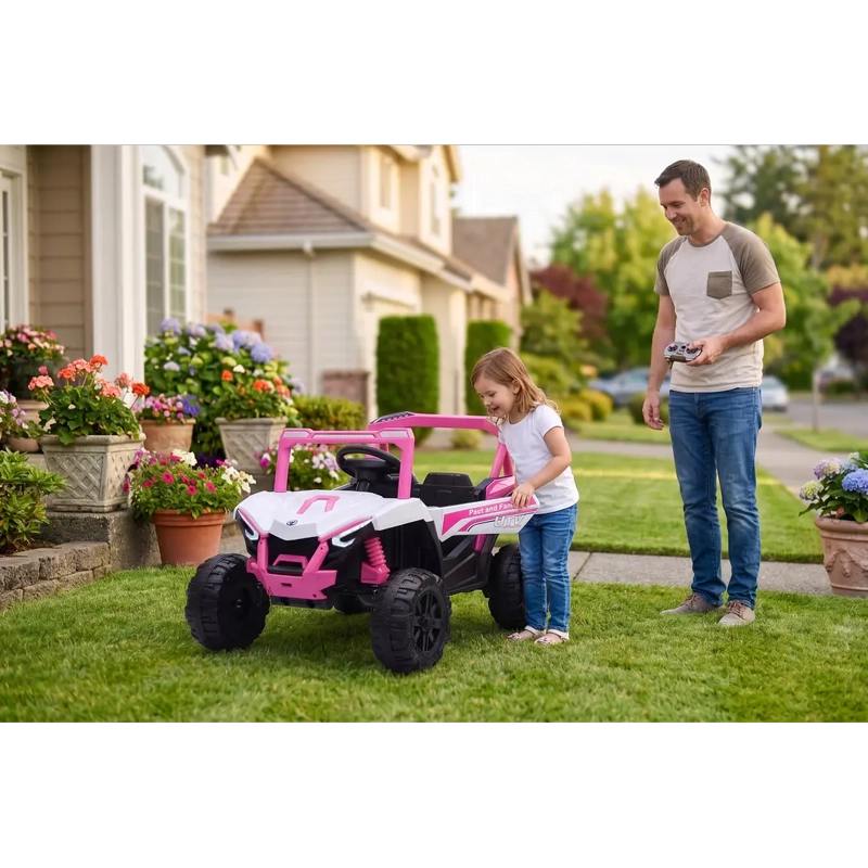 AUTO A BATERIA BUGGY ROSADO 4X2 12V CONTROL REMOTO Y BALANCEO - 7