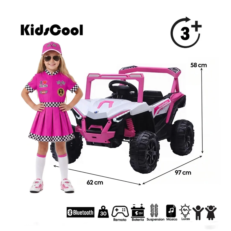 AUTO A BATERIA BUGGY ROSADO 4X2 12V CONTROL REMOTO Y BALANCEO - 9
