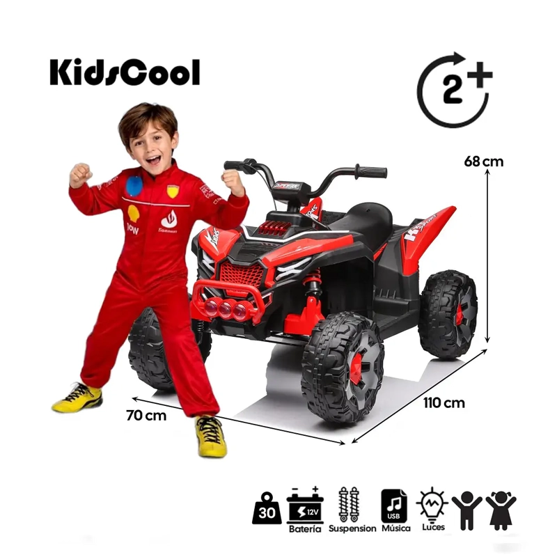 CUATRIMOTO ELECTRICA INFANTIL MONSTER ATV ROJA 12V 4X2 - 8