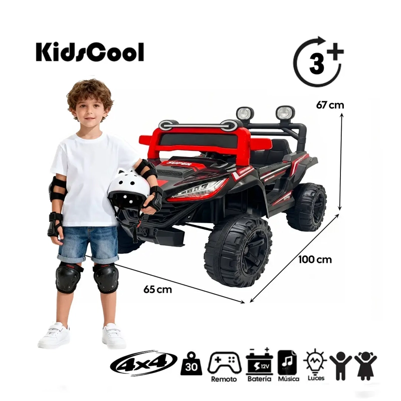 AUTO A BATERIA BUGGY MONSTER NEGRO 4X4 12V CONTROL REMOTO - 8