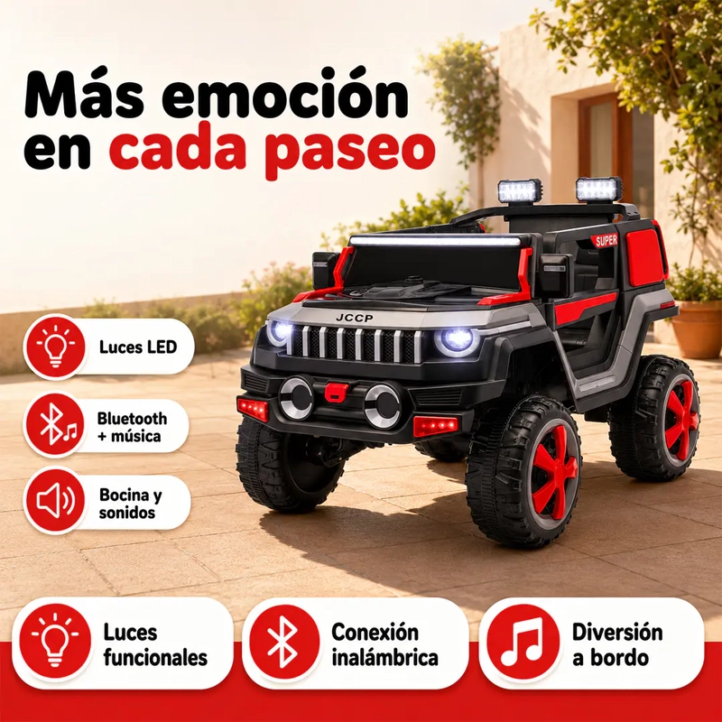 AUTO A BATERIA TODOTERRENO GRIS 12V BLUETOOTH CONTROL REMOTO - 3