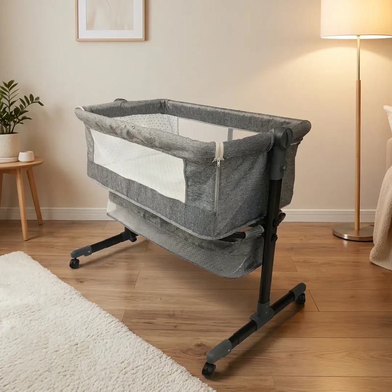 CUNA COLECHO PLEGABLE CON MOSQUITERO GRIS - 4