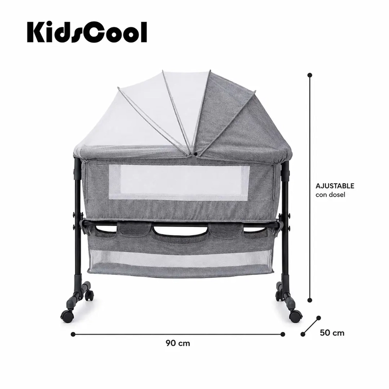 CUNA COLECHO PLEGABLE CON MOSQUITERO GRIS - 6