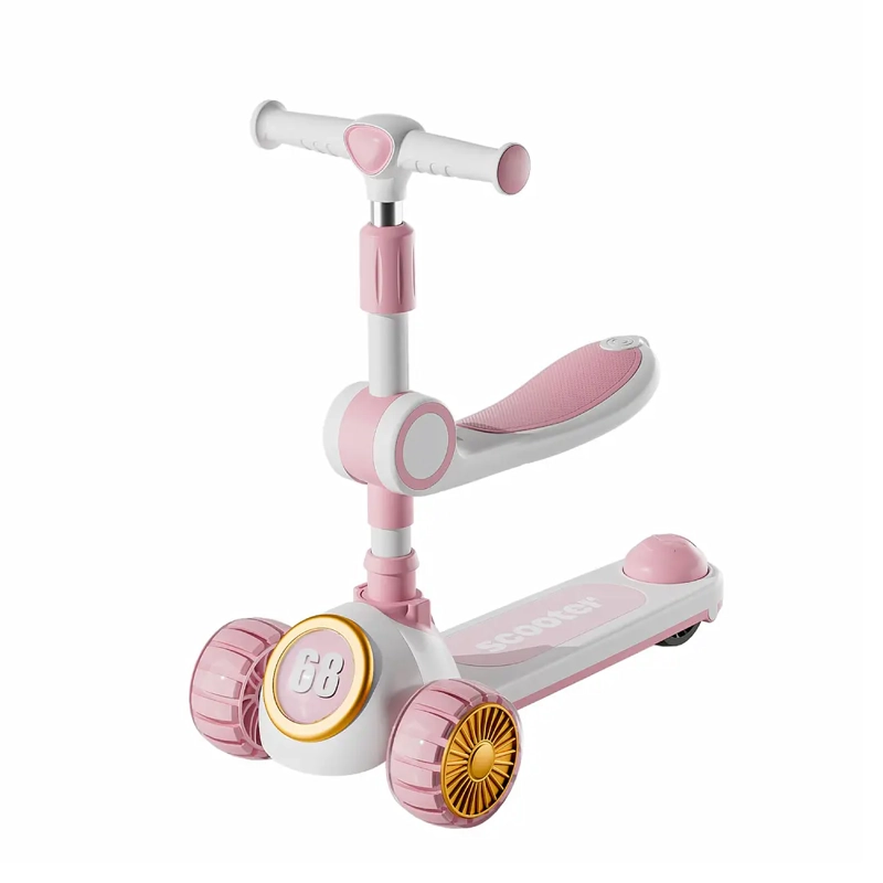 SCOOTER INFANTIL 3 EN 1 ROSADO PLEGABLE CON ASIENTO - 5
