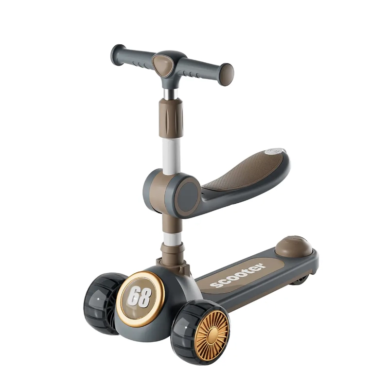 SCOOTER INFANTIL 3 EN 1 GRIS PLEGABLE CON ASIENTO - 1