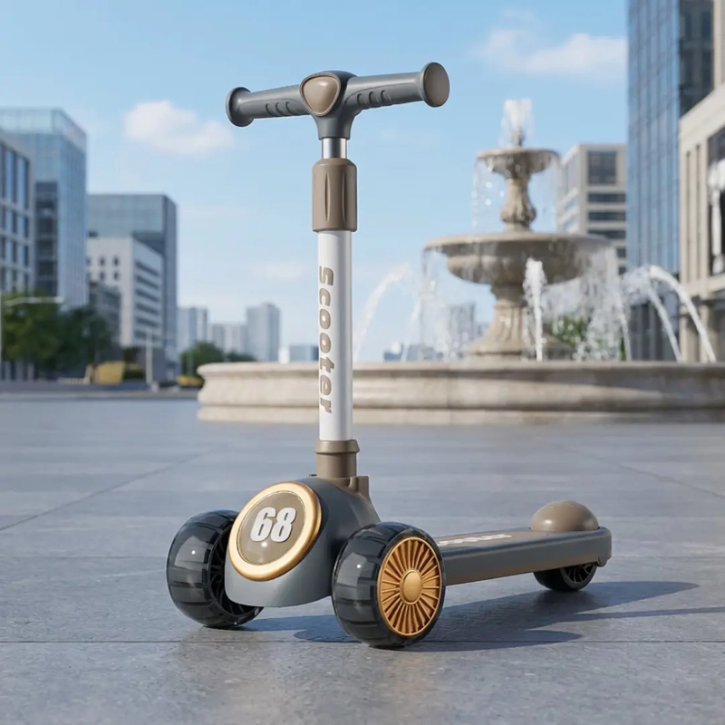 SCOOTER 3 RUEDAS PLEGABLE GRIS MUSICA Y LUCES - 2