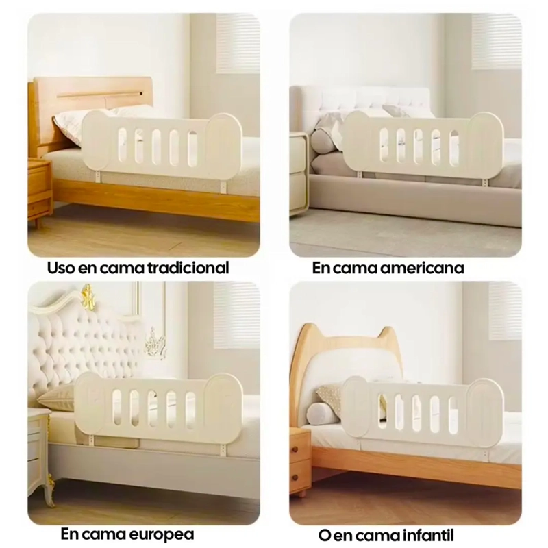 BARANDA DE CAMA INFANTIL FIJA PROTECTORA ANTICAIDAS PLASTICA BLANCA - 4