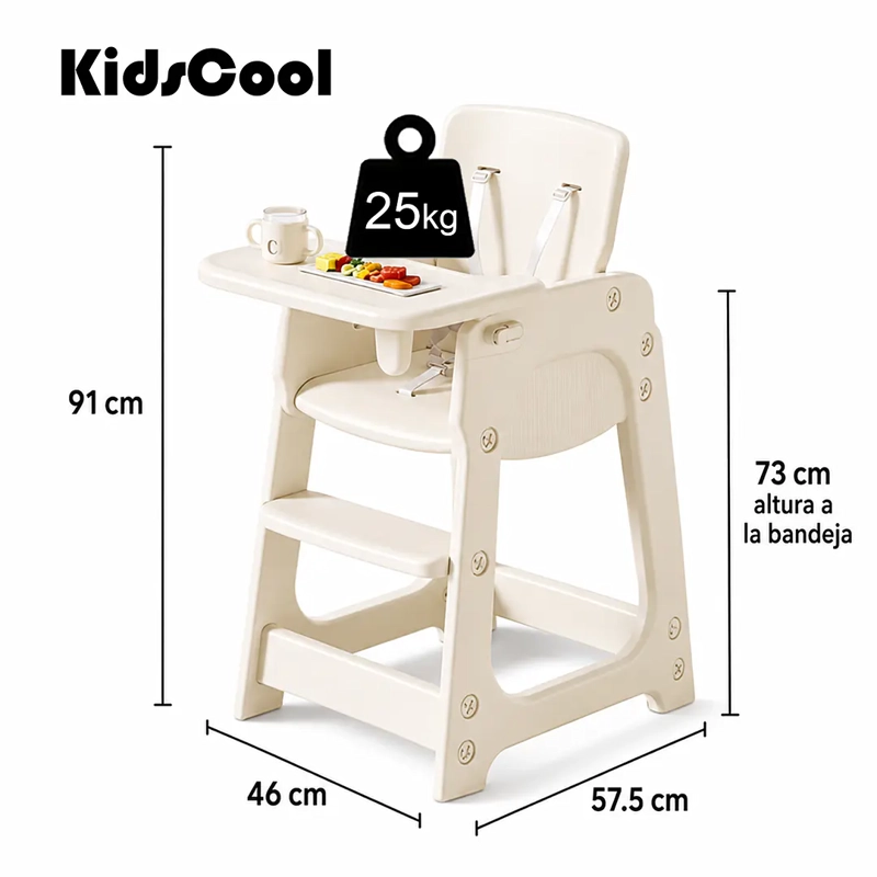 SILLA DE COMER ALTA CON BANDEJA EXTRAIBLE BEIGE - 7