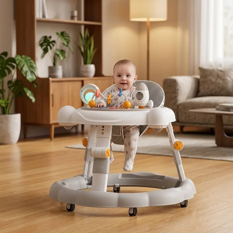 ANDADOR DE BEBE 4 EN 1 ANTIVUELCO PLEGABLE GRIS - 3