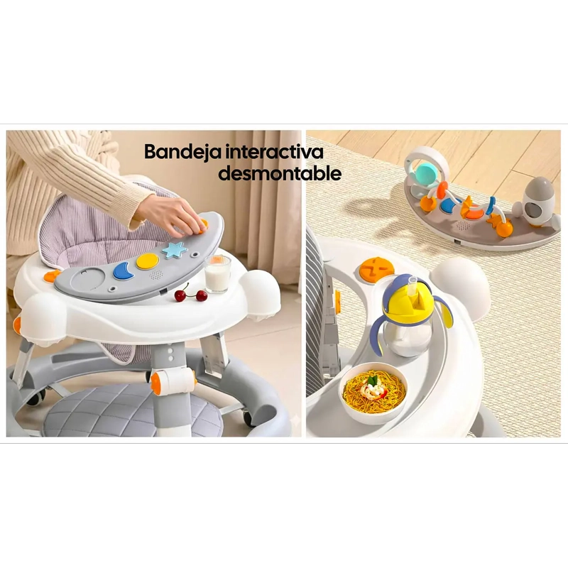 ANDADOR DE BEBE 4 EN 1 ANTIVUELCO PLEGABLE GRIS - 4