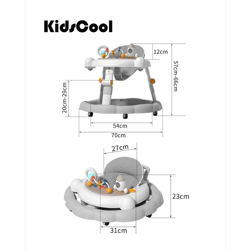 ANDADOR DE BEBE 4 EN 1 ANTIVUELCO PLEGABLE GRIS - 6