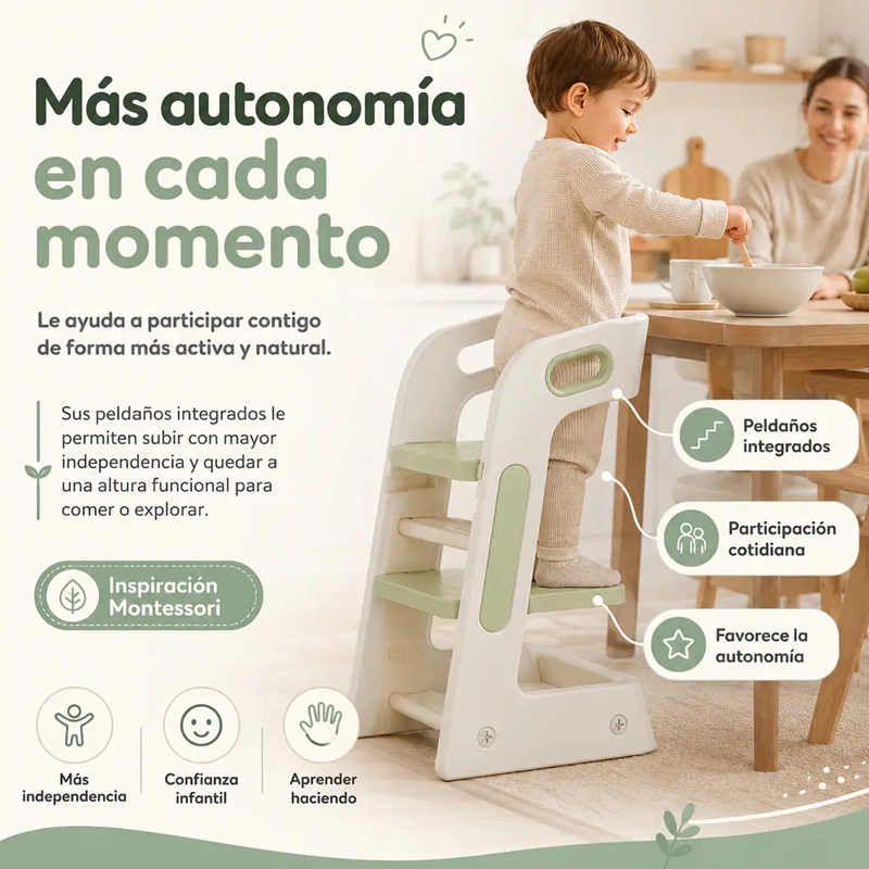 SILLA DE COMER Y TORRE DE APRENDIZAJE VERDE MENTA - 3