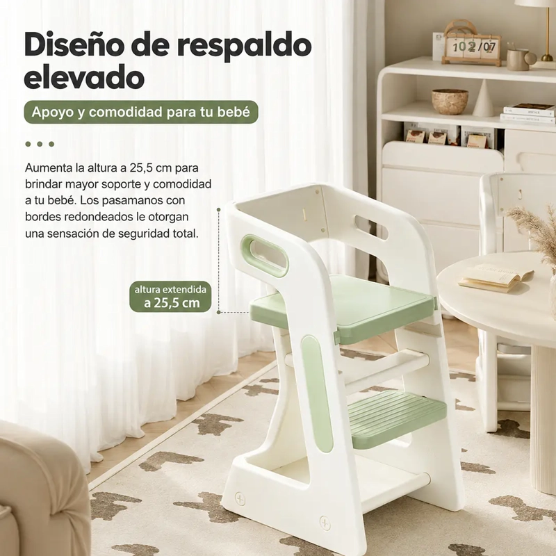 SILLA DE COMER Y TORRE DE APRENDIZAJE VERDE MENTA - 7