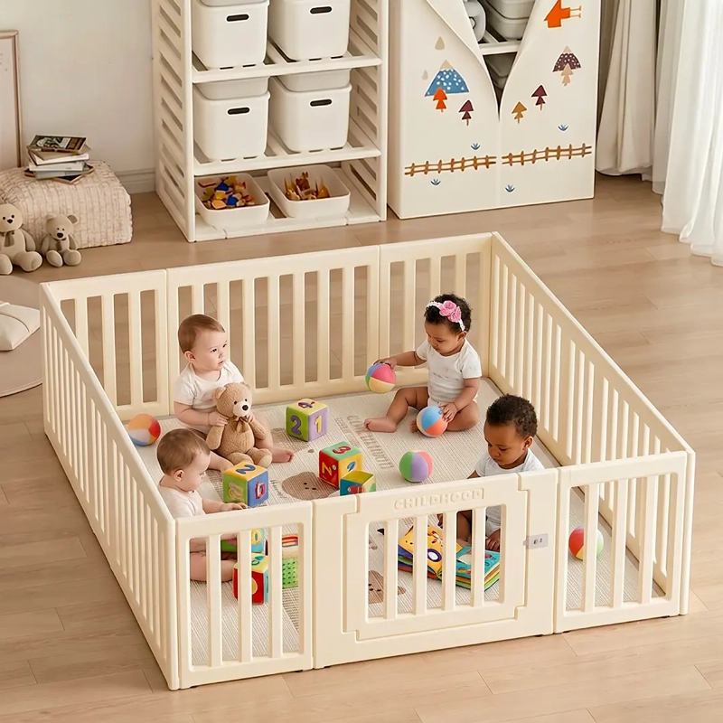 CORRAL DE JUEGOS INFANTIL MODULAR 180 X 200CM  CON PUERTA BLANCO - 3