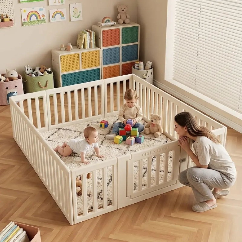 CORRAL DE JUEGOS INFANTIL MODULAR 180 X 200CM  CON PUERTA BLANCO - 4