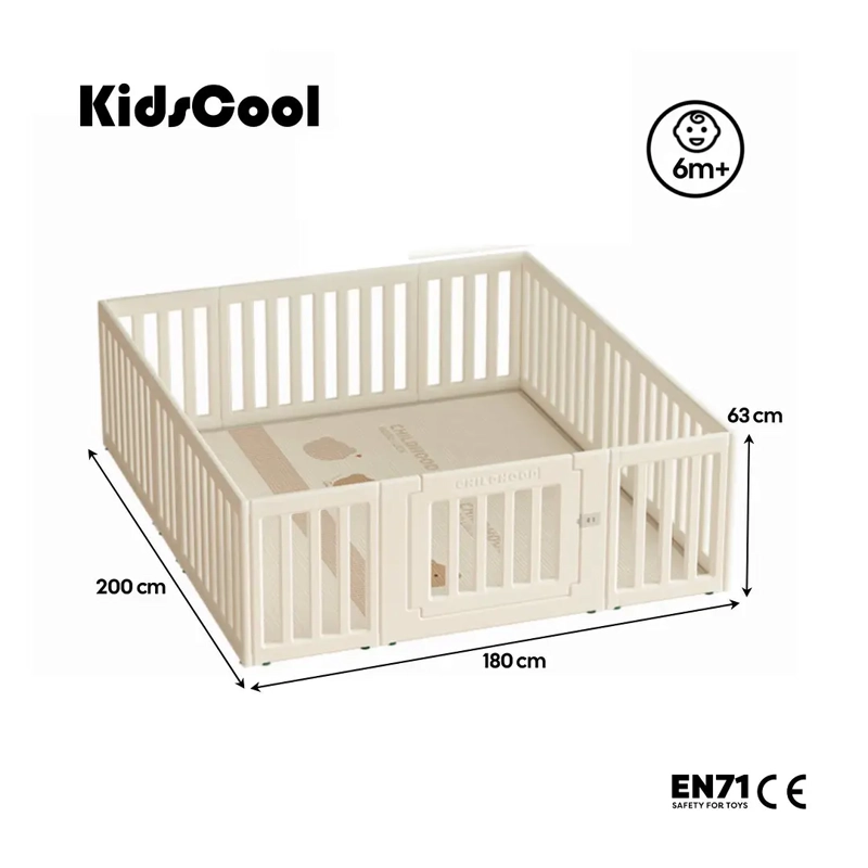 CORRAL DE JUEGOS INFANTIL MODULAR 180 X 200CM  CON PUERTA BLANCO - 6