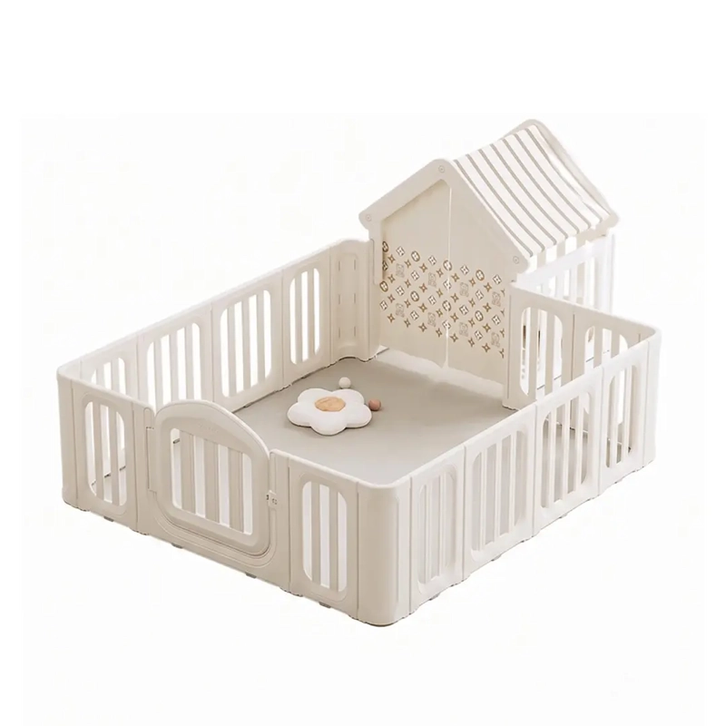 CORRAL DE JUEGOS INFANTIL CON CASITA REFUGIO Y PUERTA DE SEGURIDADA 180 X 200CM BEIGE - 1
