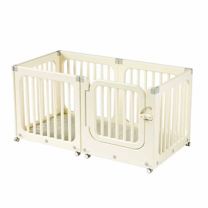 CORRAL DE JUEGOS MOVIL RECTANGULAR DOBLE BLANCO CON RUEDAS - 1