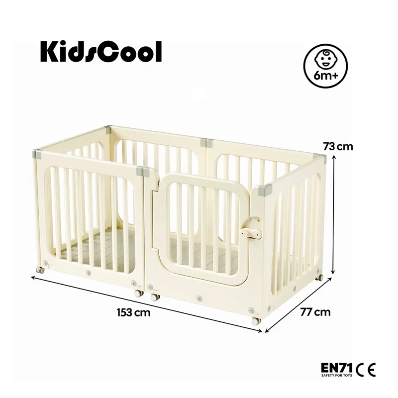 CORRAL DE JUEGOS MOVIL RECTANGULAR DOBLE BLANCO CON RUEDAS - 7