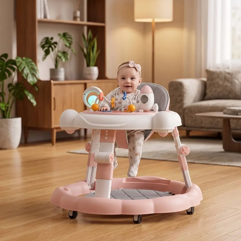 ANDADOR DE BEBE 4 EN 1 ANTIVUELCO PLEGABLE ROSADO - 2