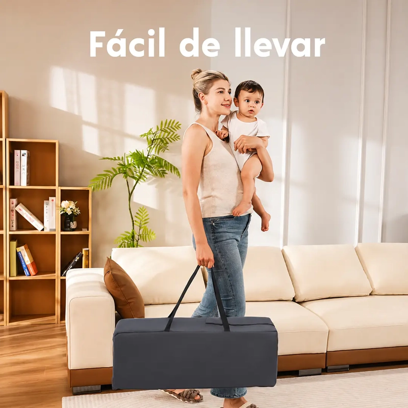 CUNA CORRAL PLEGABLE DE VIAJE CON MUDADOR MOSQUITERO Y ORGANIZADOR GRIS - 5