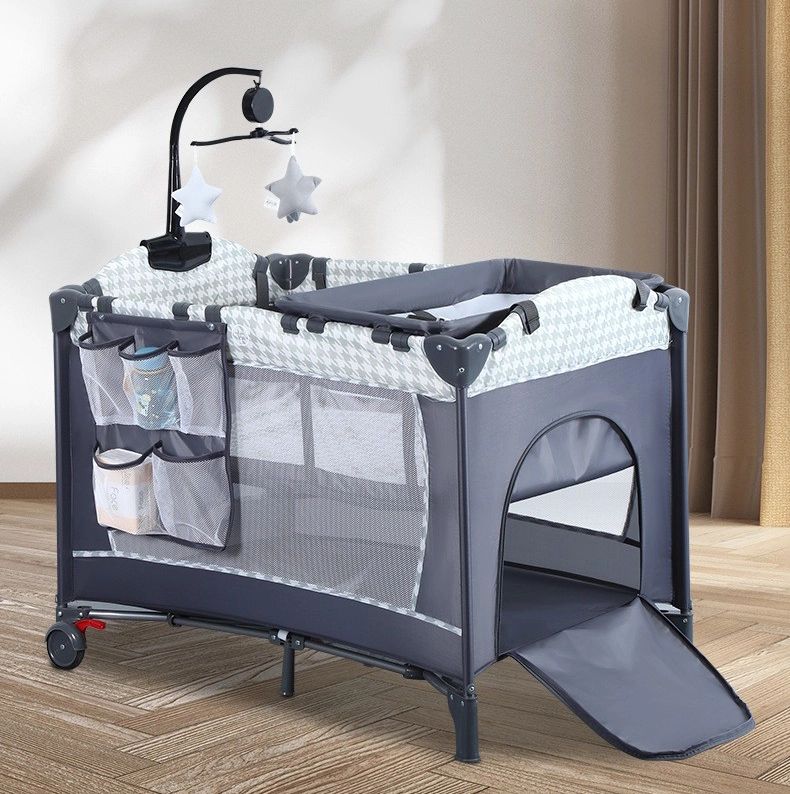 CUNA CORRAL PLEGABLE KIDSCOOL MOVIL JUGUETES Y BOLSO GRIS - 2