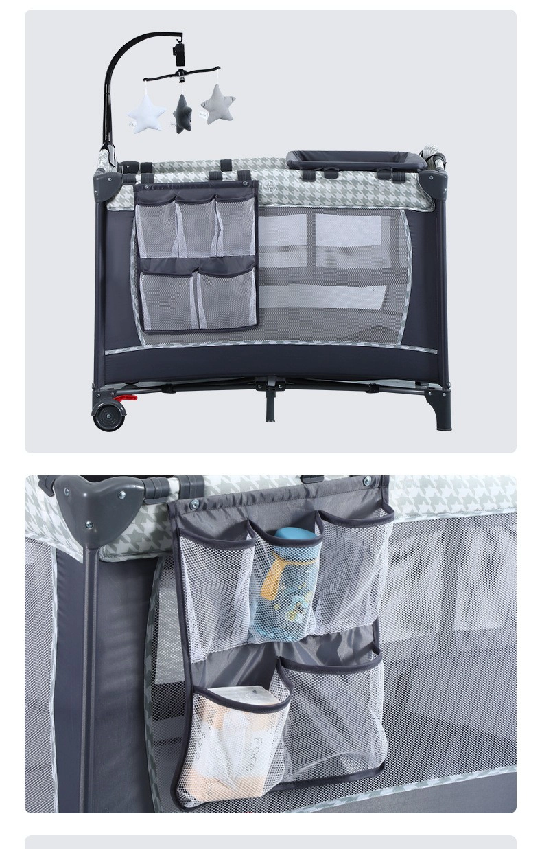 CUNA CORRAL PLEGABLE KIDSCOOL MOVIL JUGUETES Y BOLSO GRIS - 5