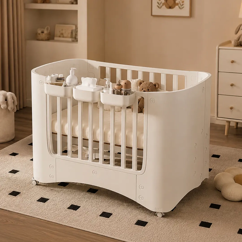 CUNA INFANTIL MOVIL PLASTICA CON RUEDAS BEIGE - 1