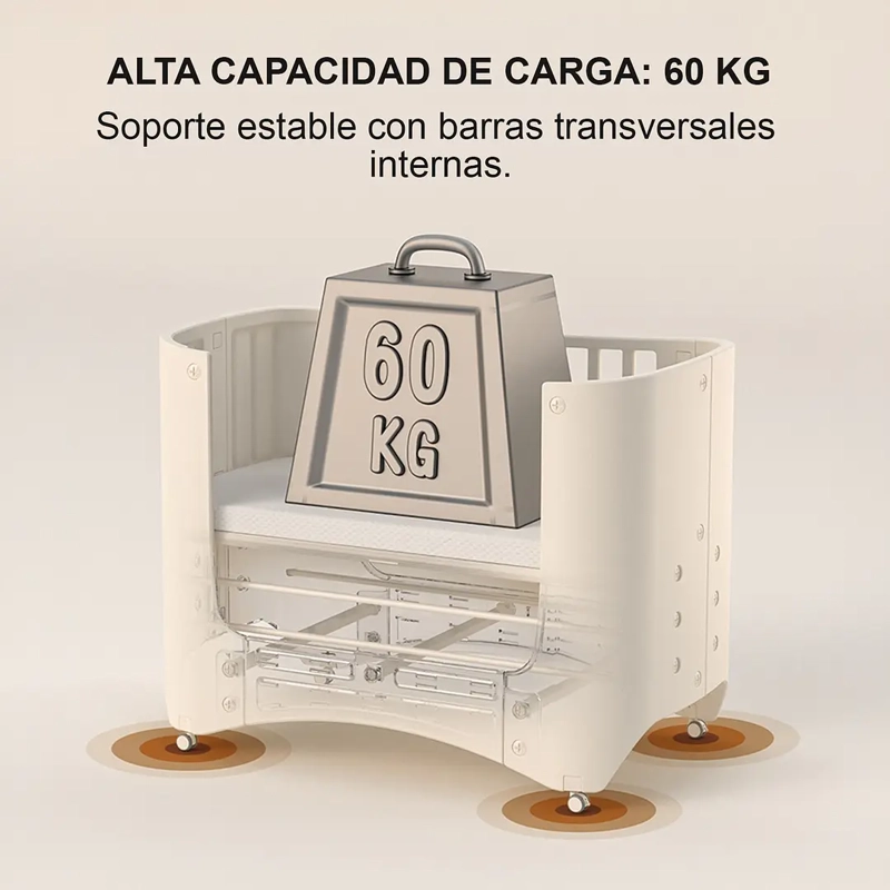 CUNA INFANTIL MOVIL PLASTICA CON RUEDAS BEIGE - 10