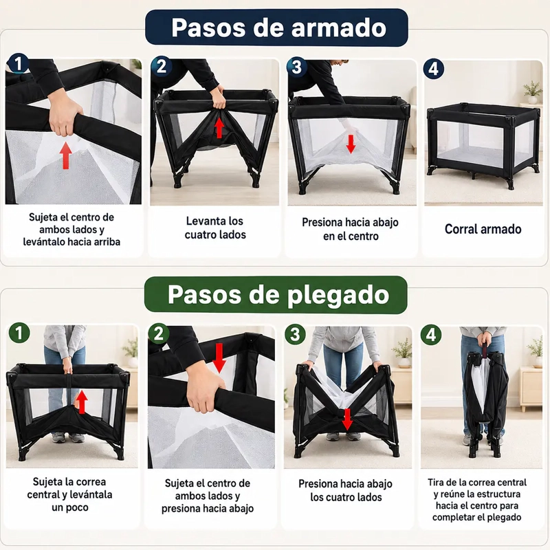 CUNA CORRAL PLEGABLE Y PORTATIL DE VIAJE - 3