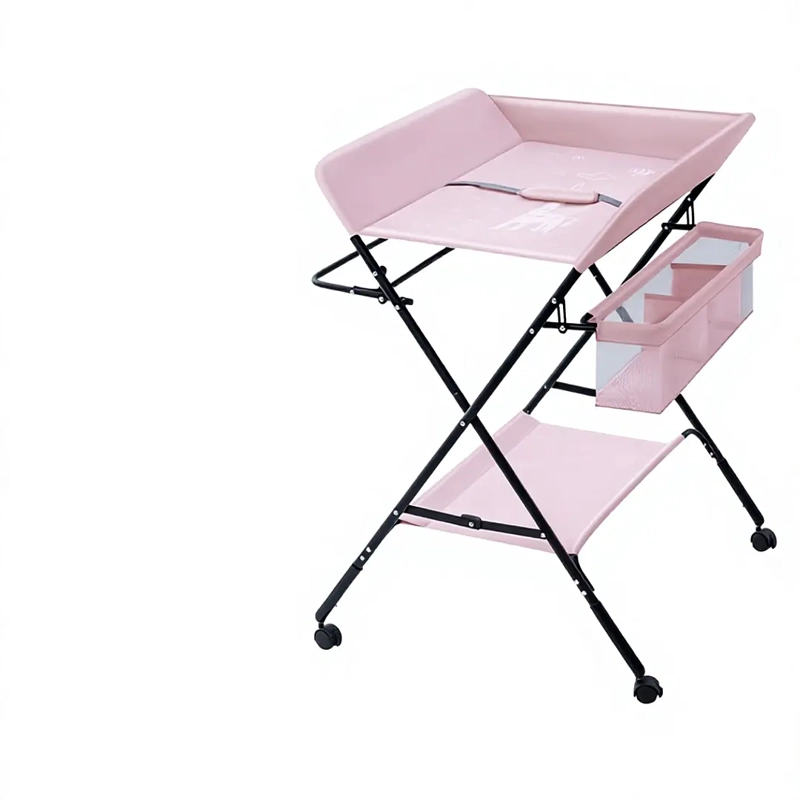 MUDADOR DE BEBE PLEGABLE CON RUEDAS ROSADO - 1