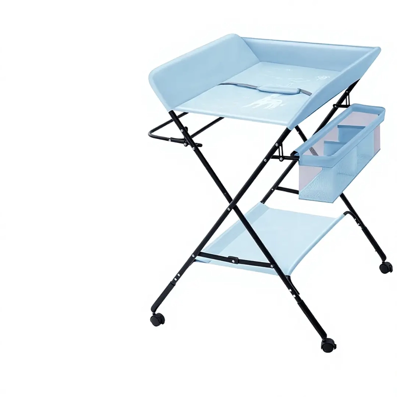 MUDADOR DE BEBE PLEGABLE CON RUEDAS AZUL - 1