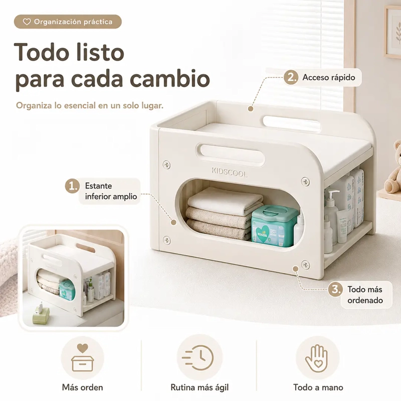 MUDADOR SOBREMESA COMPACTO CON ESTANTE BLANCO MARFIL - 3
