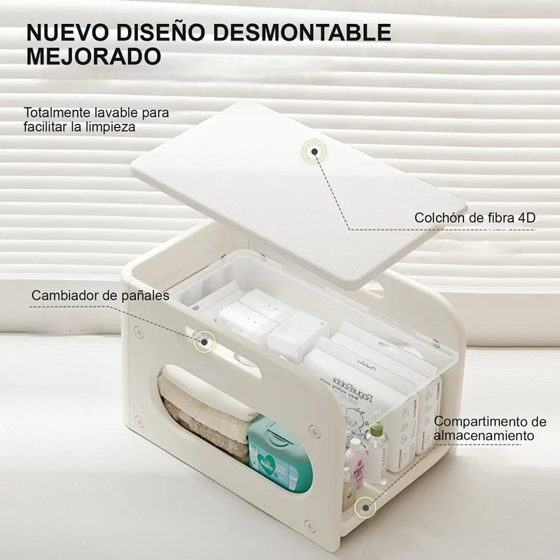 MUDADOR SOBREMESA COMPACTO CON ESTANTE BLANCO MARFIL - 6