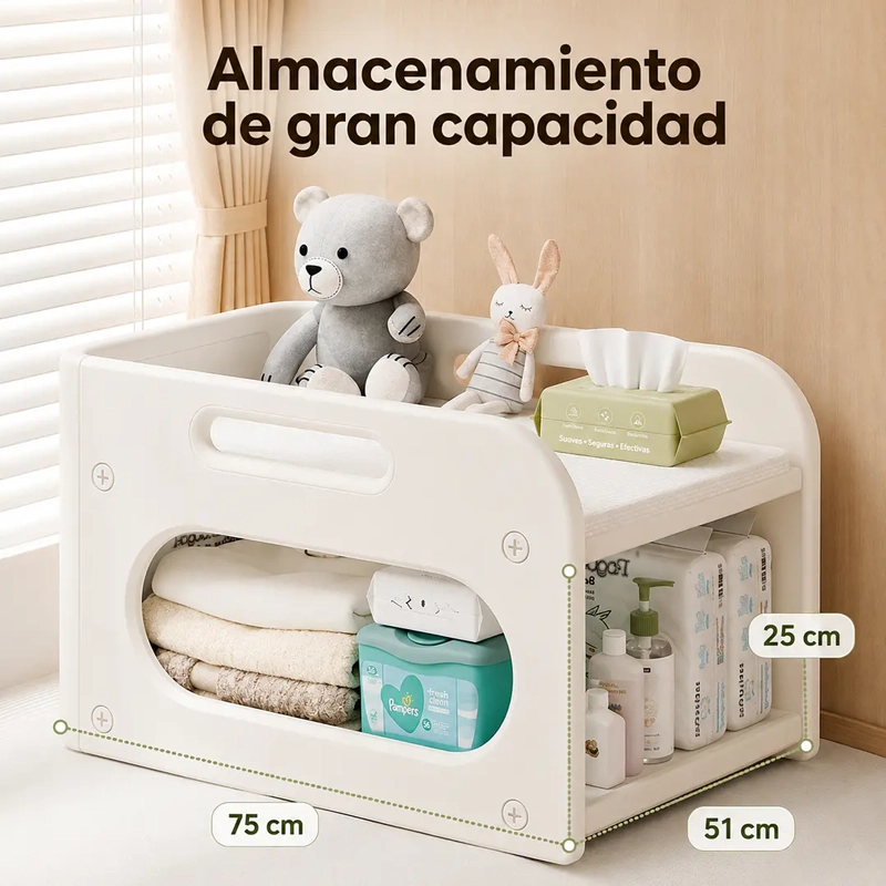 MUDADOR SOBREMESA COMPACTO CON ESTANTE BLANCO MARFIL - 7